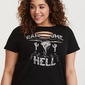 Torrid BLACK  SLASHED FITTED TEE